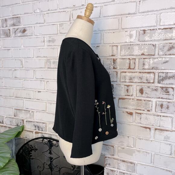 Vintage 90s California Concepts Shell Button Floral Embroidered Blazer Jacket - Picture 6 of 9